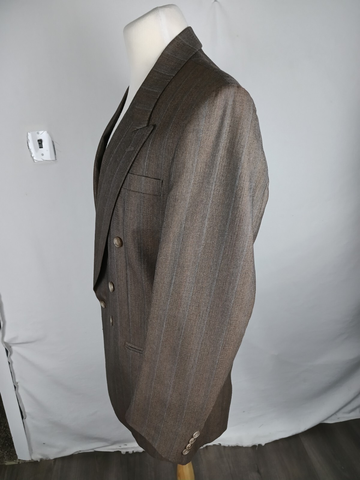 Rafinali gold Mens Sz 40L Brown Striped Wool Blend Sport Coat R4