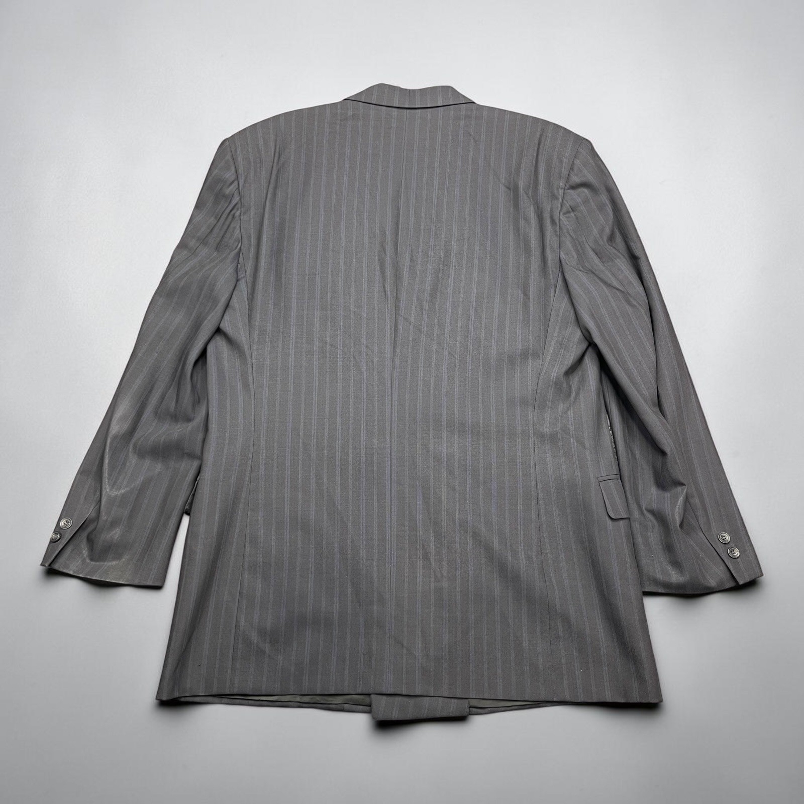 Canali Proposta Mens Grey Pinstripe Wool Double Breasted Blazer 44L US – 56L IT