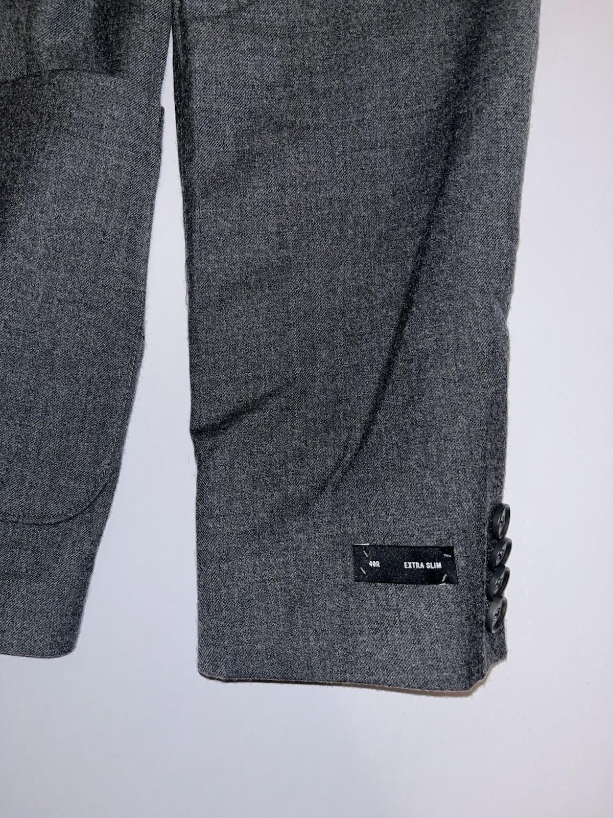New Express Extra Slim Gray Wool-Blend Flannel Suit Jacket 40R *Retail $298*