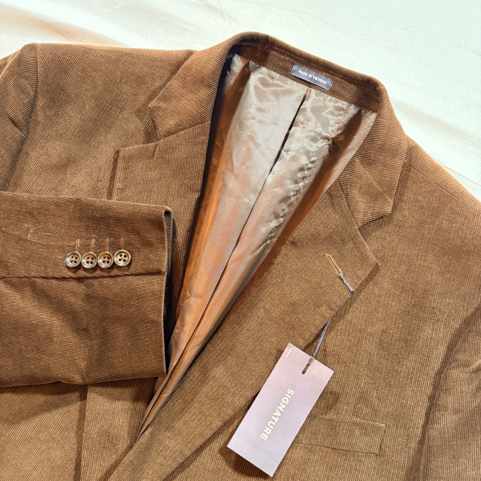 Stafford Signature Corduroy Sport Coat Mens 50 Reg Brown Elbow Patch Blazer NEW
