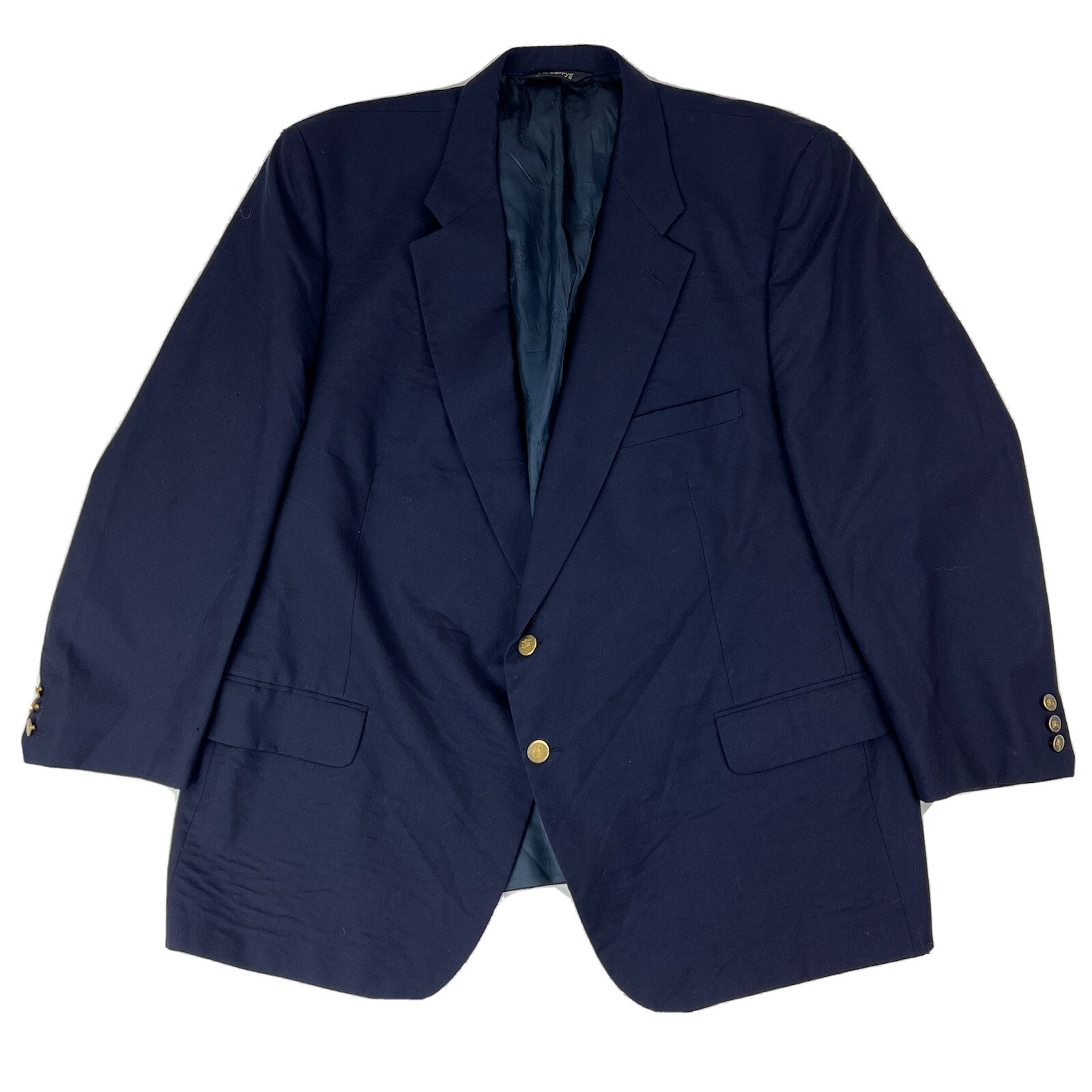 VTG Burberry Blue Gold 2 Button Single Vent Blazer Mens Size 48R