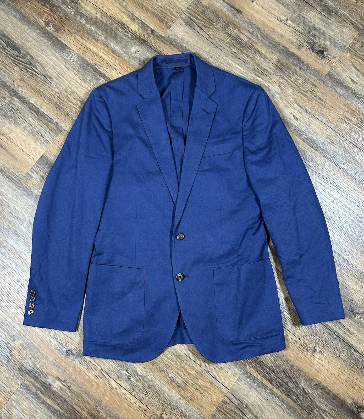 J .Crew Ludlow Unconstructed Larusmiani Cotton Blazer Mens 36R Royal Blue Jacket
