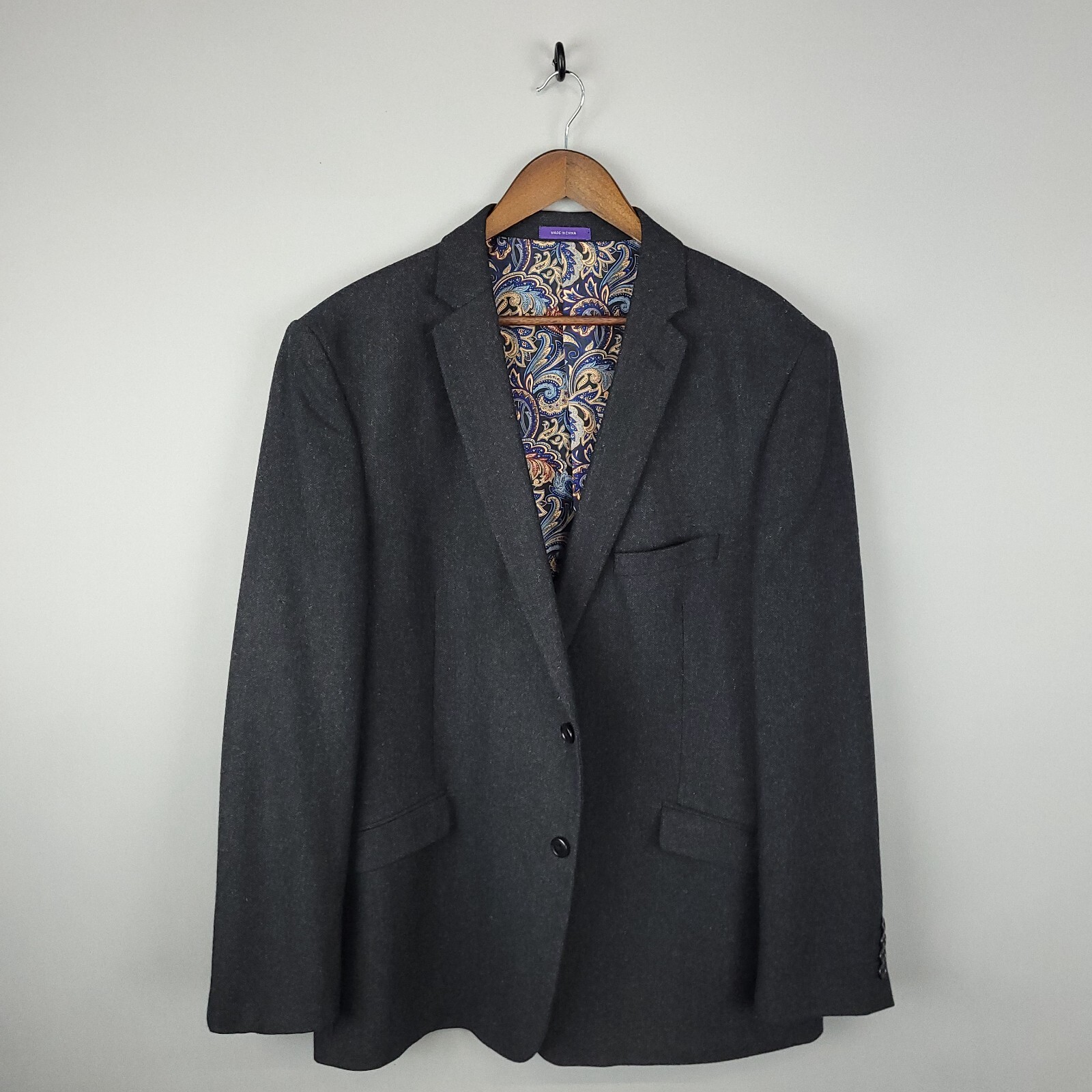 Alan Flusser Sport Coat Blazer Mens Extra Large 48R Gray Wool Blend Flannel