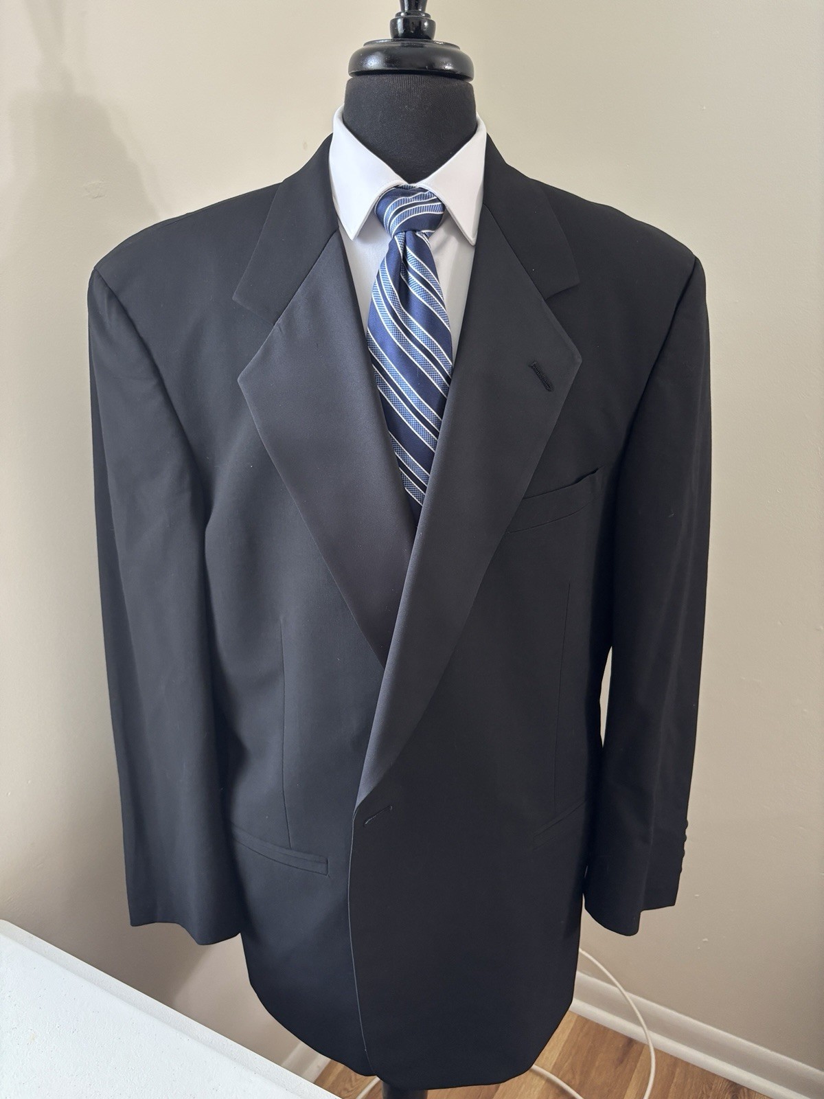 Tuxedo Mens 48R 40×30 Black Wool 2 Piece Suit Jacket Pants Set Union USA Vintage