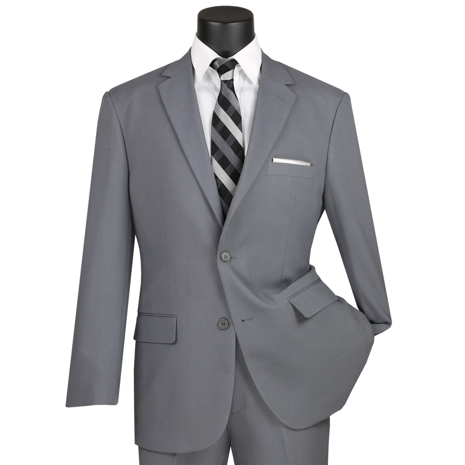 BIG & TALL Men’s Gray 2 Button Classic Fit Poplin Polyester Suit NWT