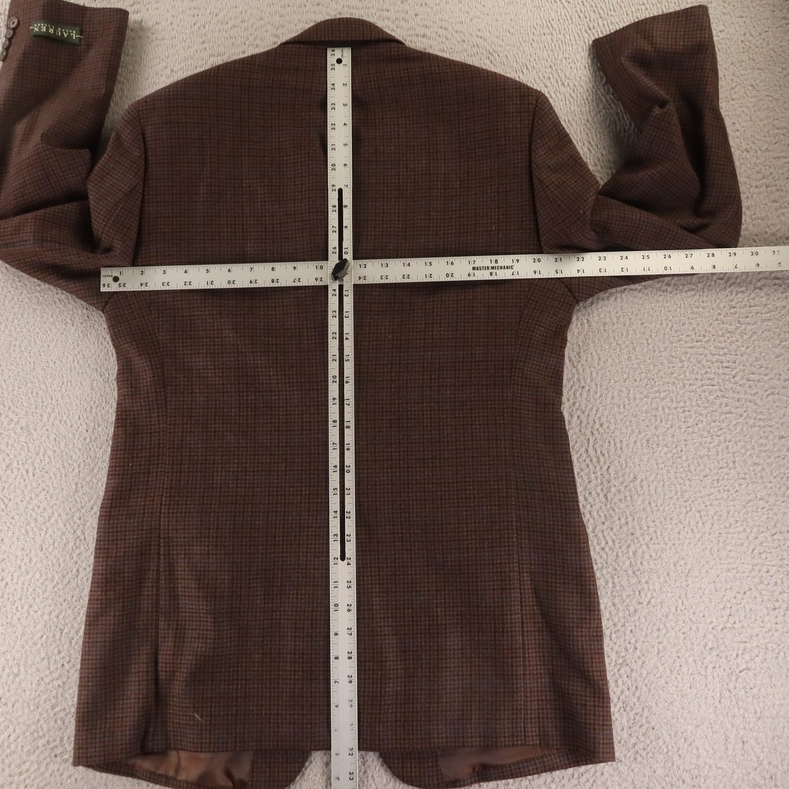 Lauren Ralph Lauren Jacket 42L MT Brown Tattersall Check 100% Wool Blazer NEW