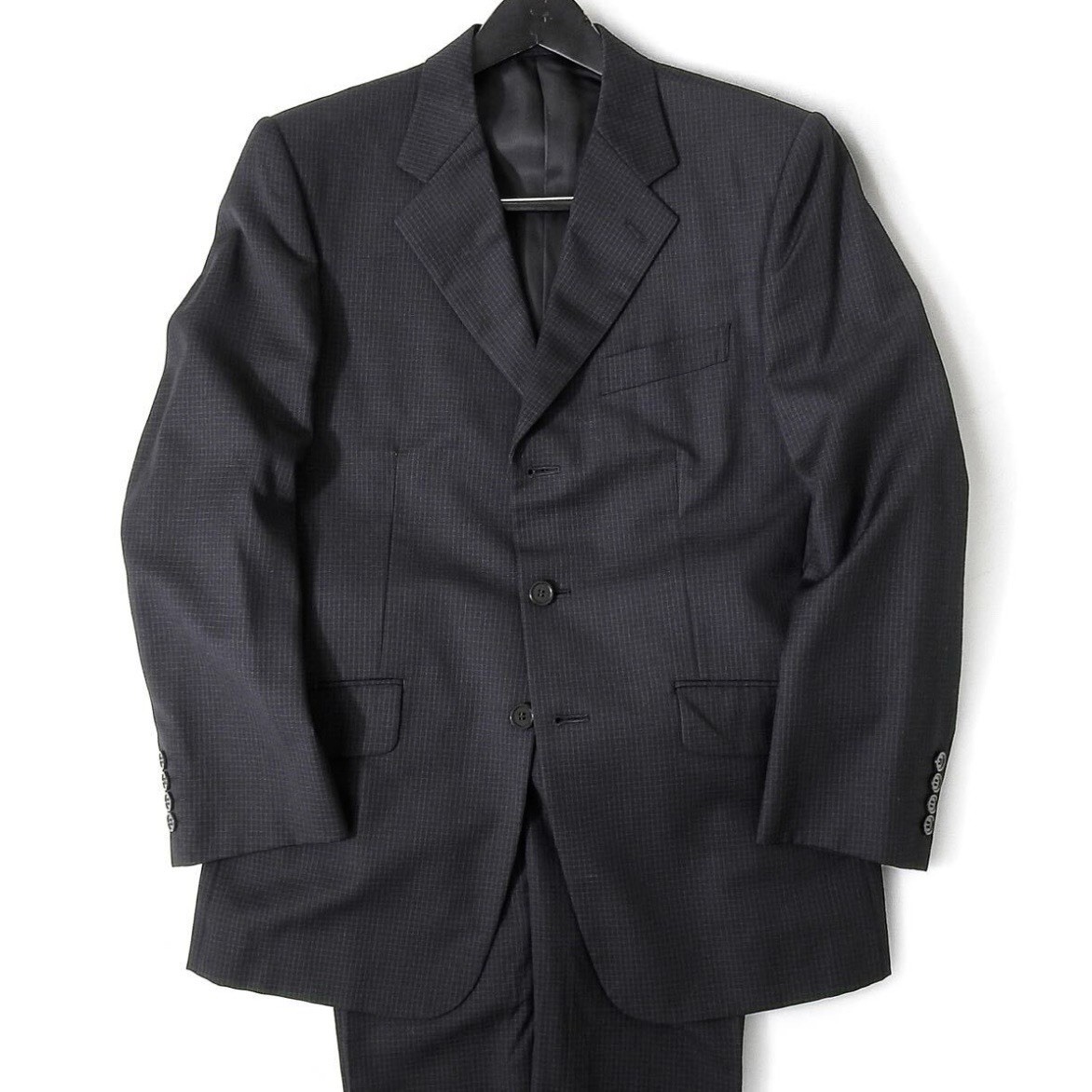 Paul Smith LONDON Tessilstrona Wool Suit M Charcoal Check Vintage Japan
