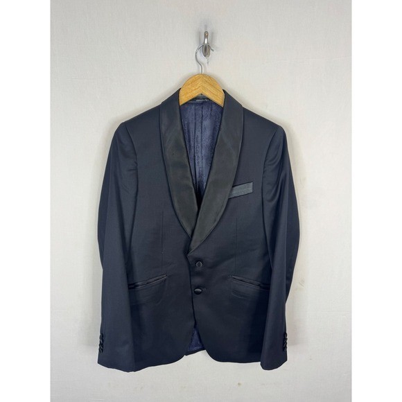 Indochino Mens 34R Wool Cashmere Silk Tuxedo Blazer Black Shawl Lapel Jacket