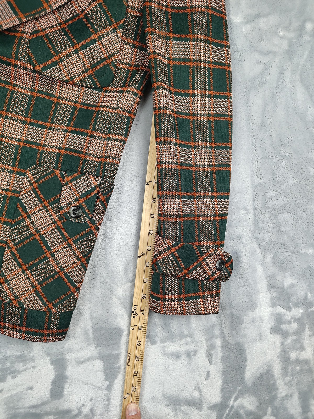 Vintage Ratner Clothes Blazer Mens 40 Green Plaid Polyester Sport Coat Retro 70s