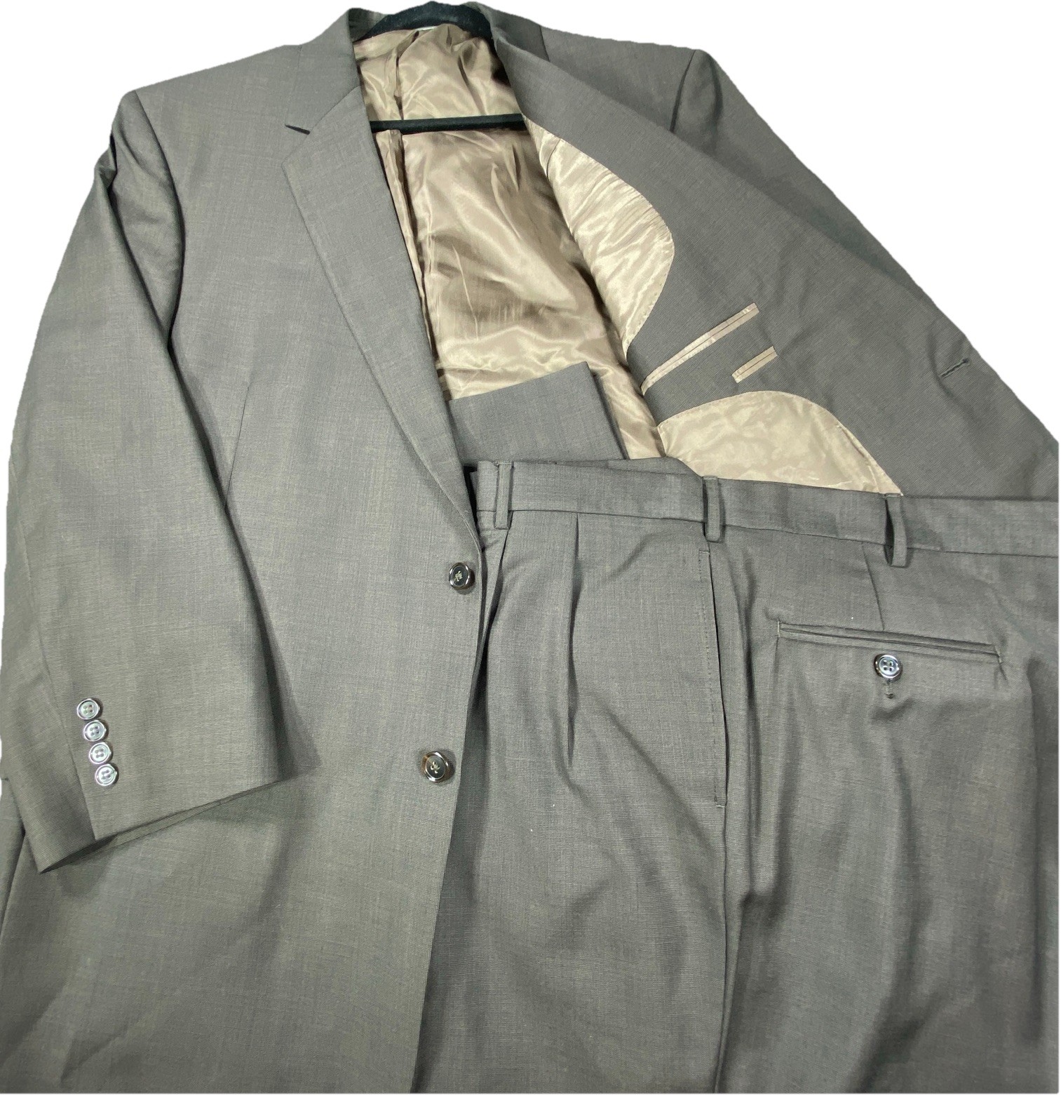 Jos. A. Bank Suit Mens 50R Blazer Jacket 44×30 Pants Pleased Straight 100% Wool