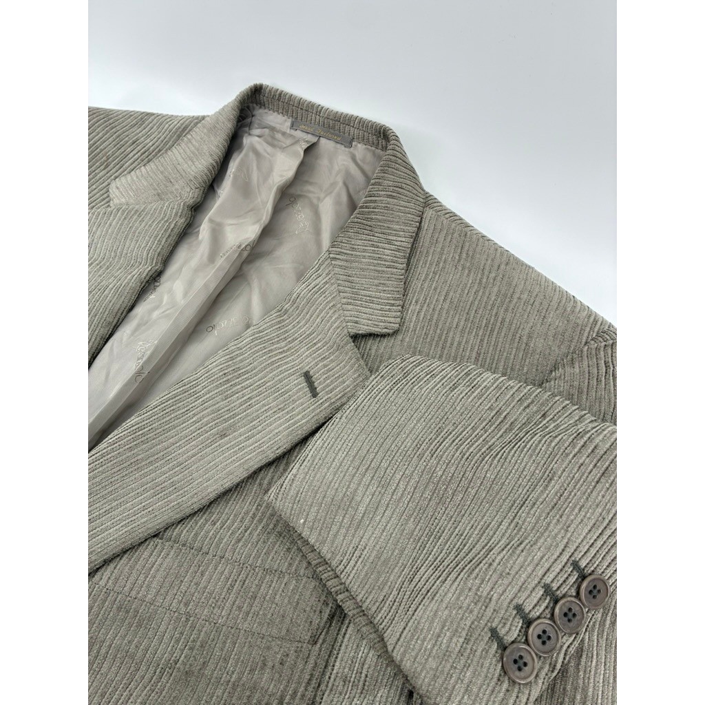 Ravazzolo Italy 100% Silk Corduroy Sport Coat Blazer Mens 60 Taupe Hand Tailored