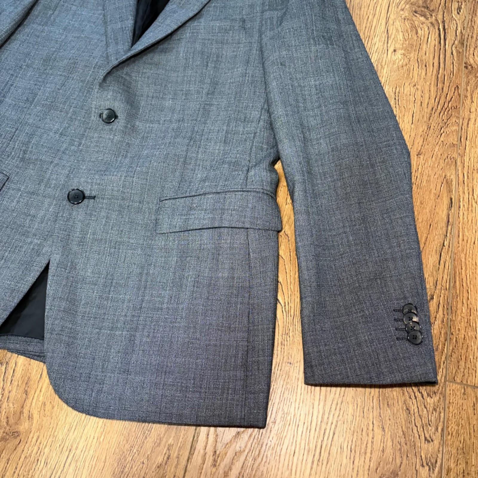 Theory Wellar Charde Mens 42R Gray Glen Plaid Wool 2-Button Blazer Sport Coat