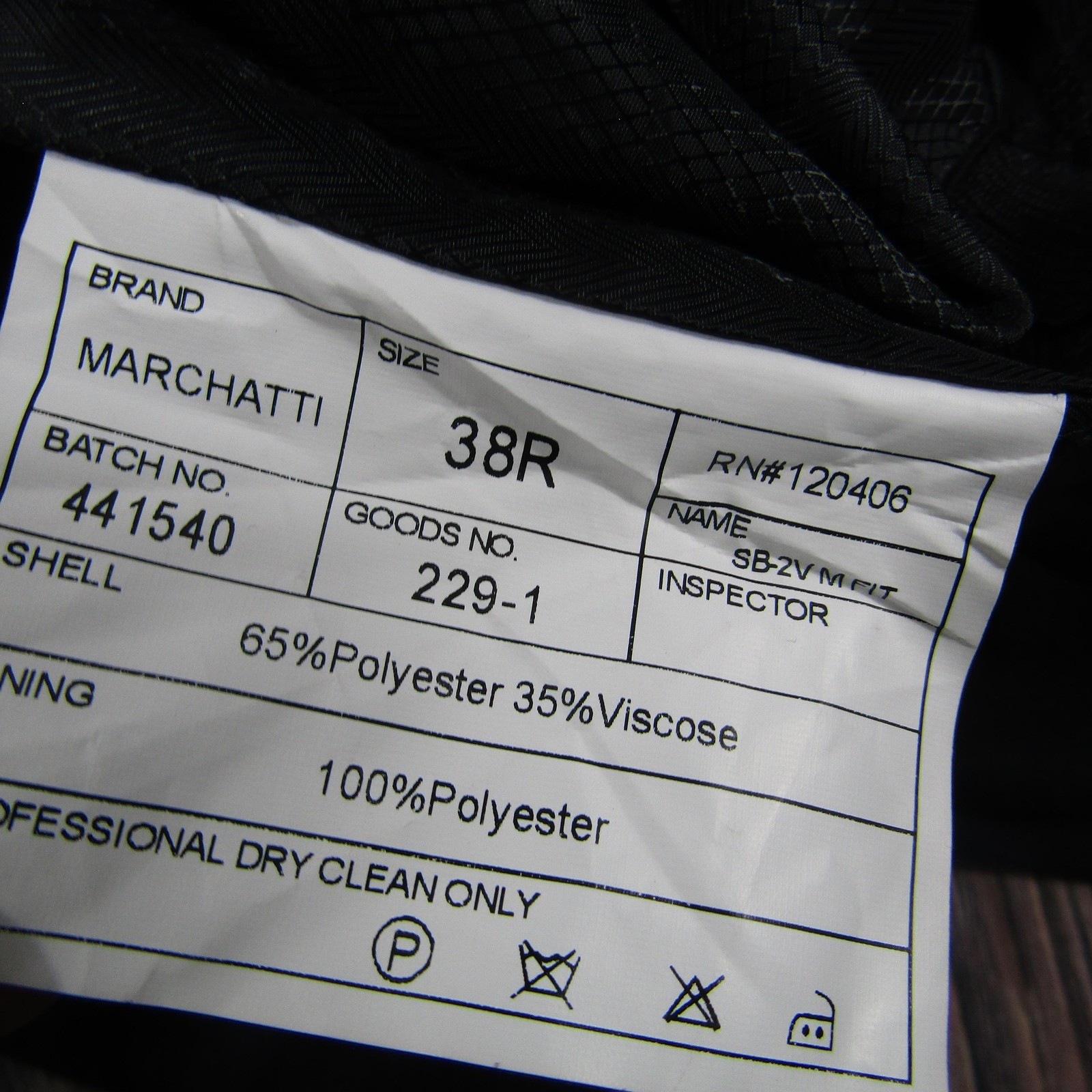 Suit Vest Marchatti Mens 38 Black Striped Polyester Viscose Rayon 3 Piece