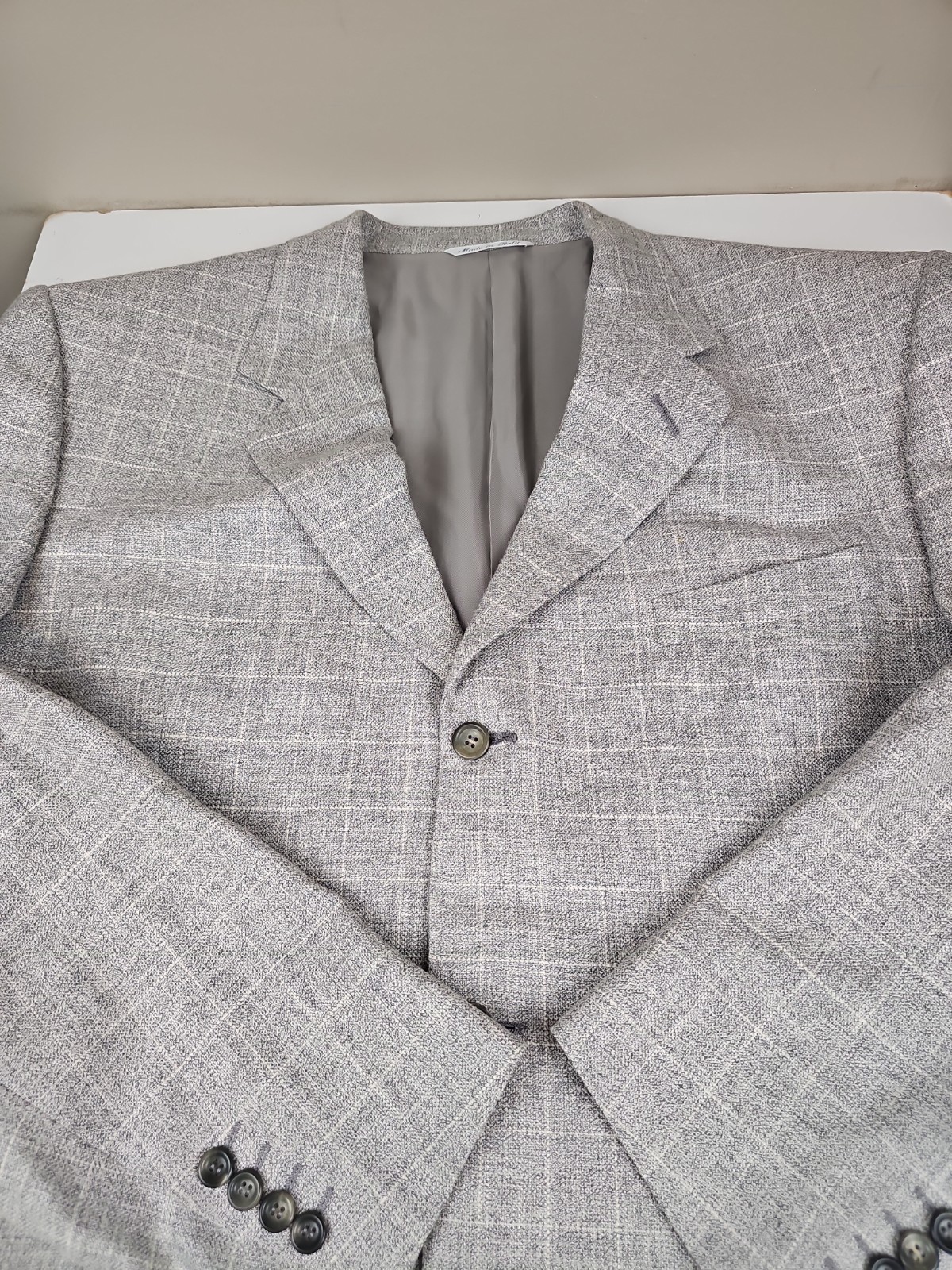 Canali Blazer Wool Silk Linen Sport Coat Jacket Windowpane Gray Mens Size US 48L