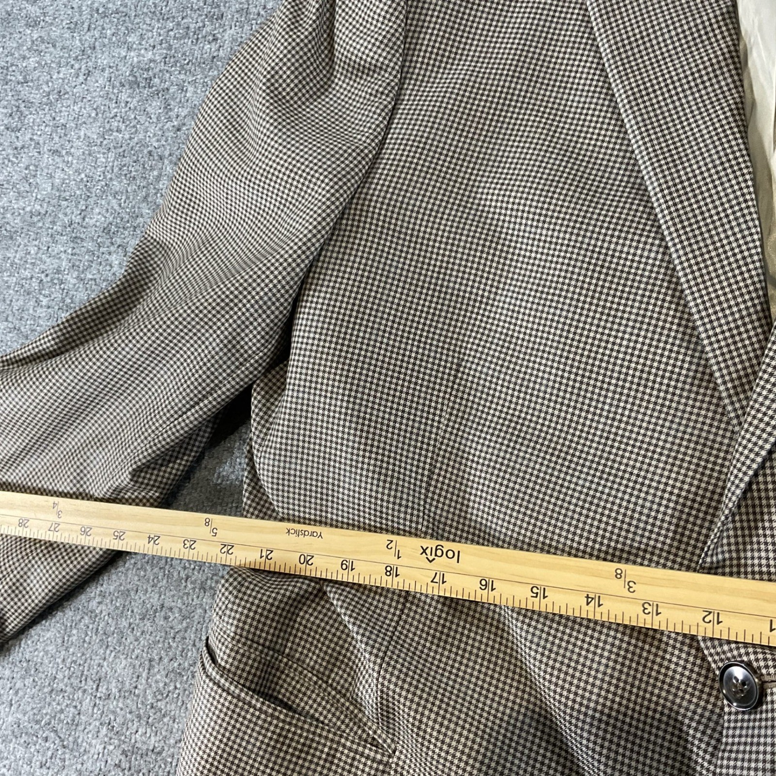 Peter Millar 48R Sport Coat Blazer 100% Wool Brown Houndstooth Two Button Mens