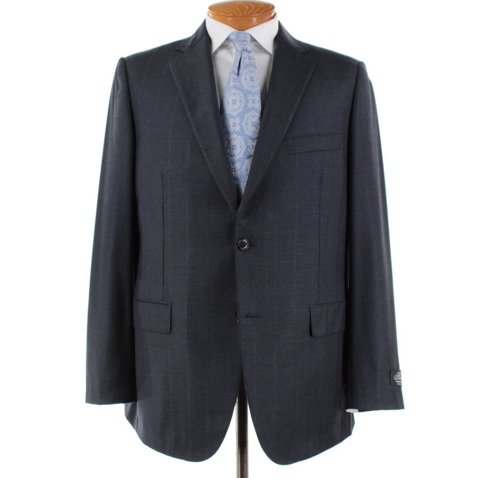Belvest NWT Super 150’s Wool Two Piece Suit Size 44L US In Blue Plaid