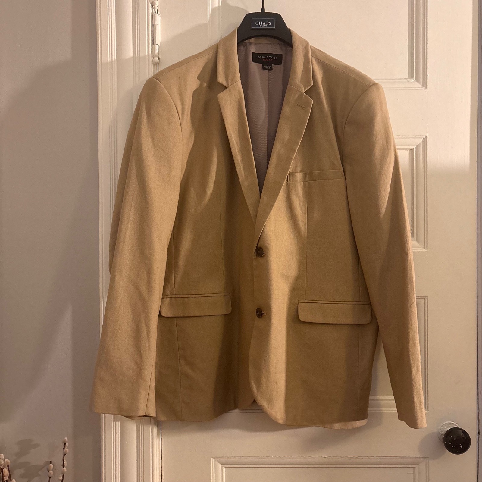 Structure Slim Fit Tan Linen Business Casual Blend Blazer Sport Coat Men’s XXL