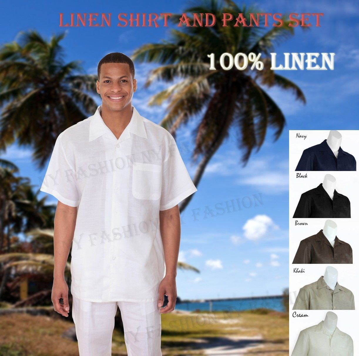New Men’s 2 PC Luxury 100% Linen Set Casual/ Walking Suit Set Summer M2806L