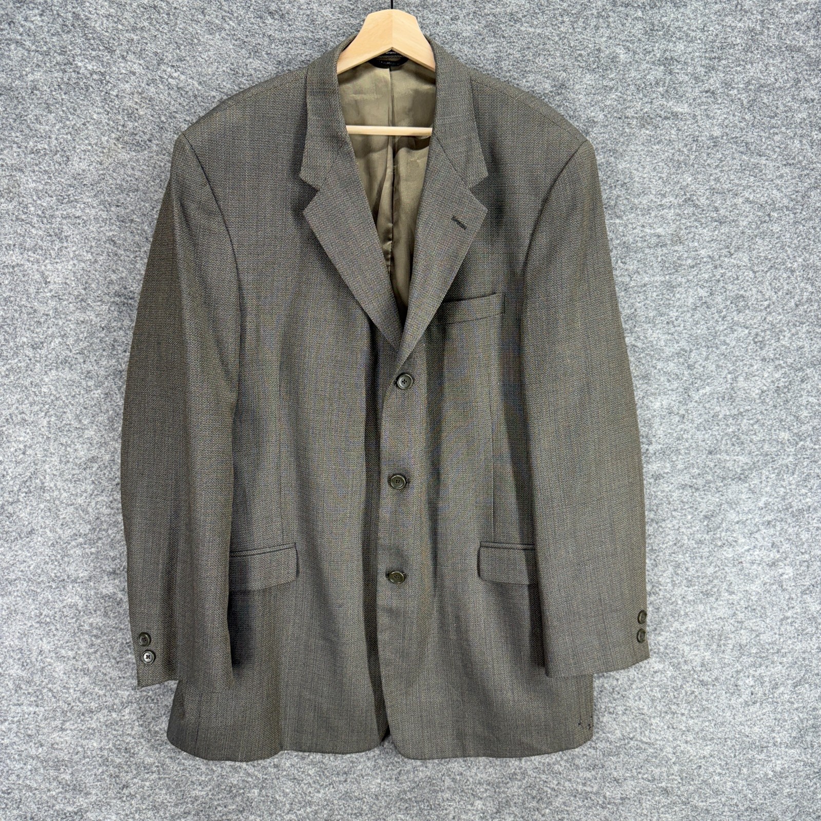 Kenneth Cole Blazer Men 44 Gray Button Up Collared Long Sleeve Pockets Classic