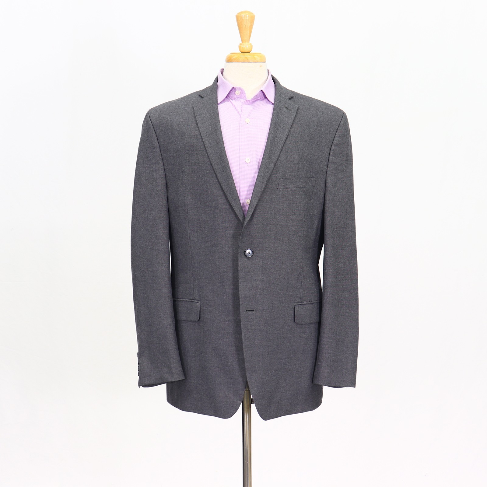Alfani 44L Gray Sport Coat Blazer Jacket Solid 2-Button Polyester