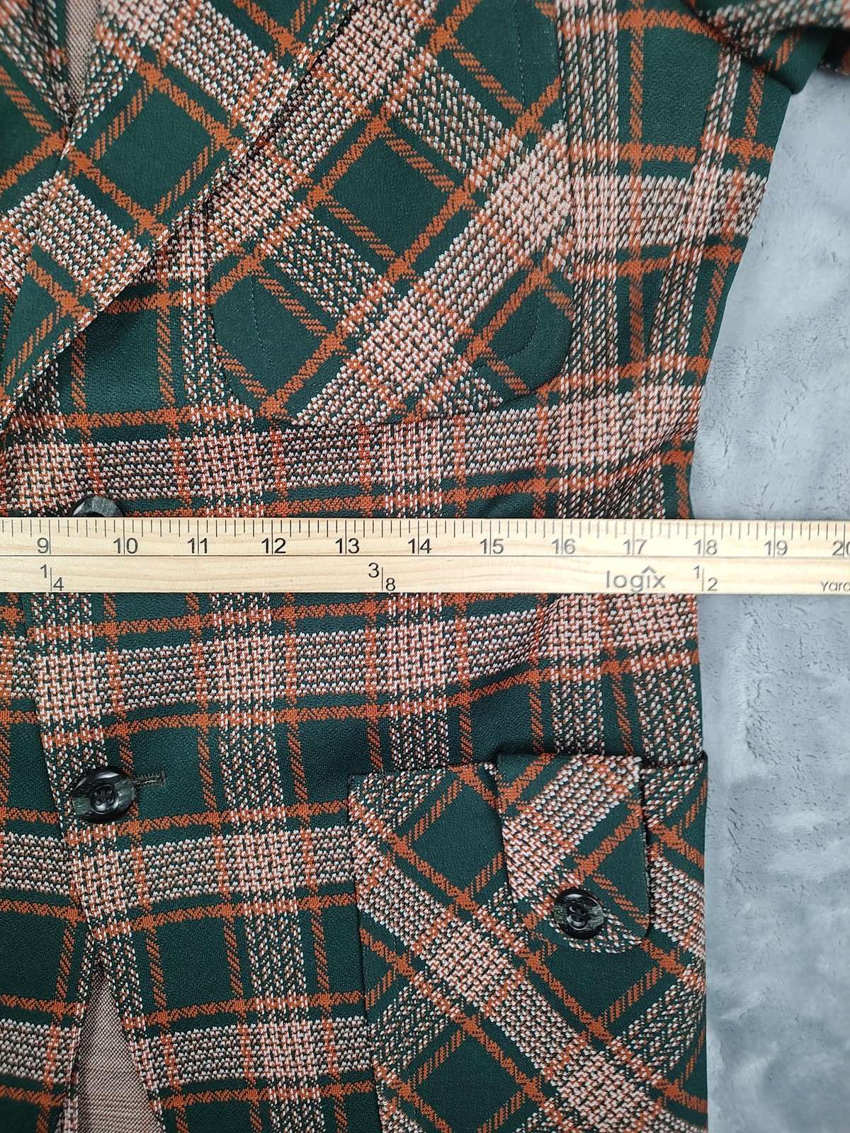 Vintage Ratner Clothes Blazer Mens 40 Green Plaid Polyester Sport Coat Retro 70s