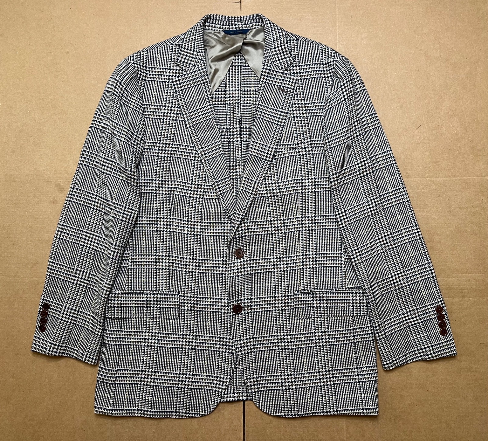 Brooks Brothers Men’s 44R Cotton Linen Flax Woven Plaid Unstructured Blazer