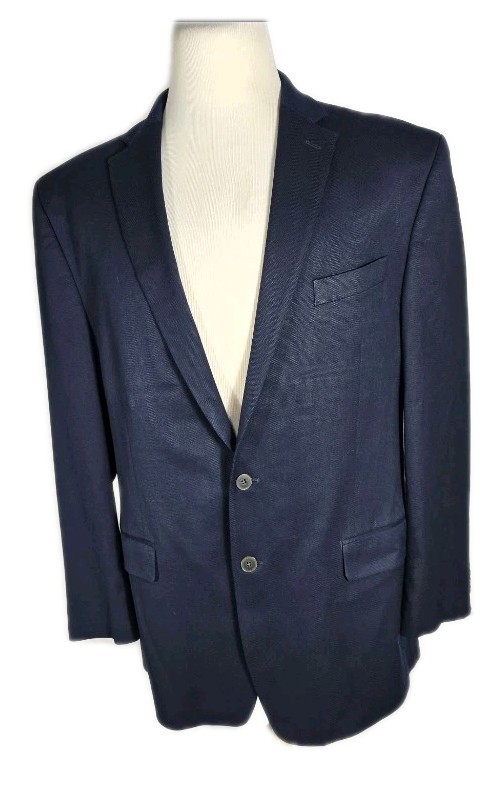 Michael Kors Mens 44L Dark Blue Cotton Spandex Sport Coat S25