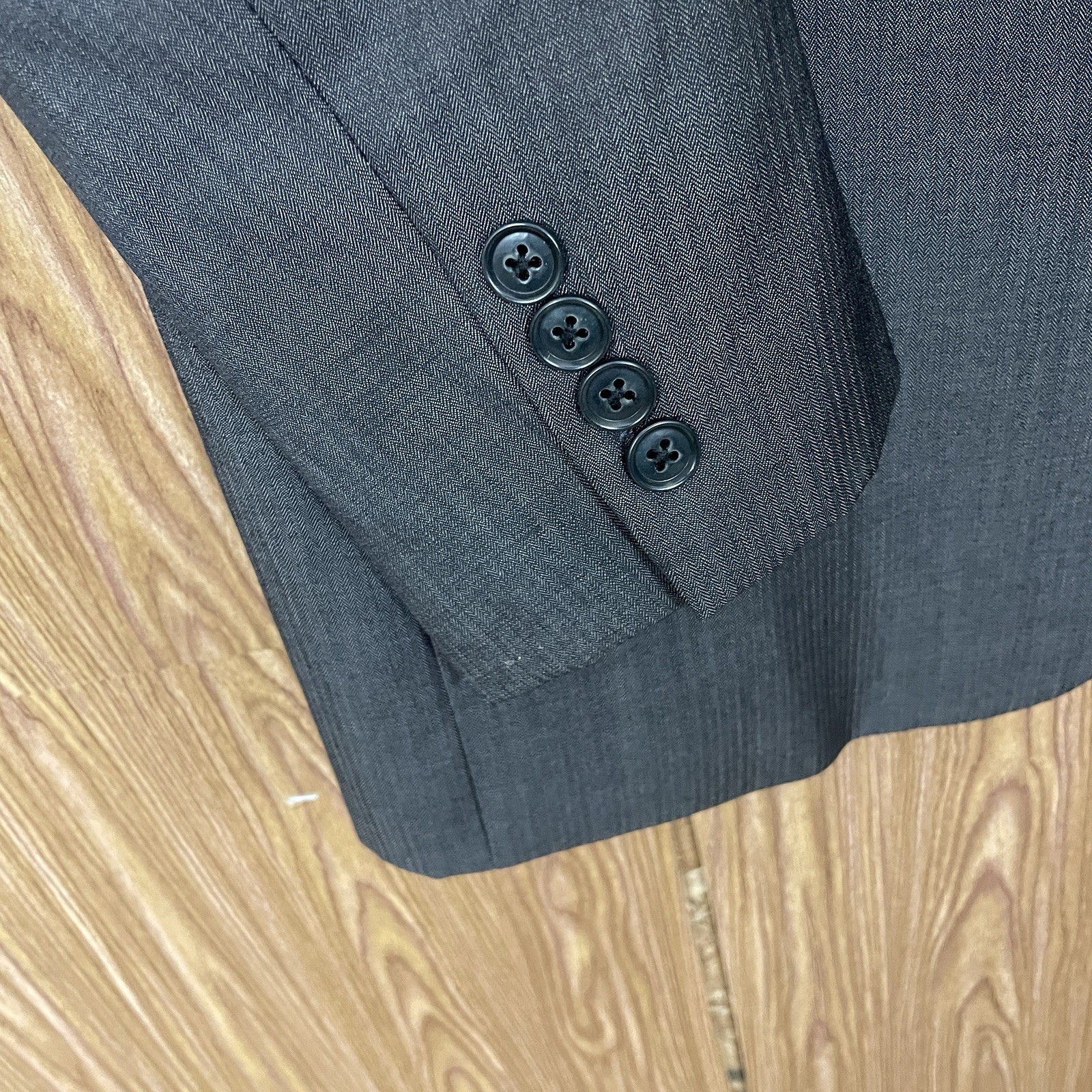 Calvin Klein 2 Piece Suit Mens 40L Slim 34×31 Brown Herringbone Double Vented