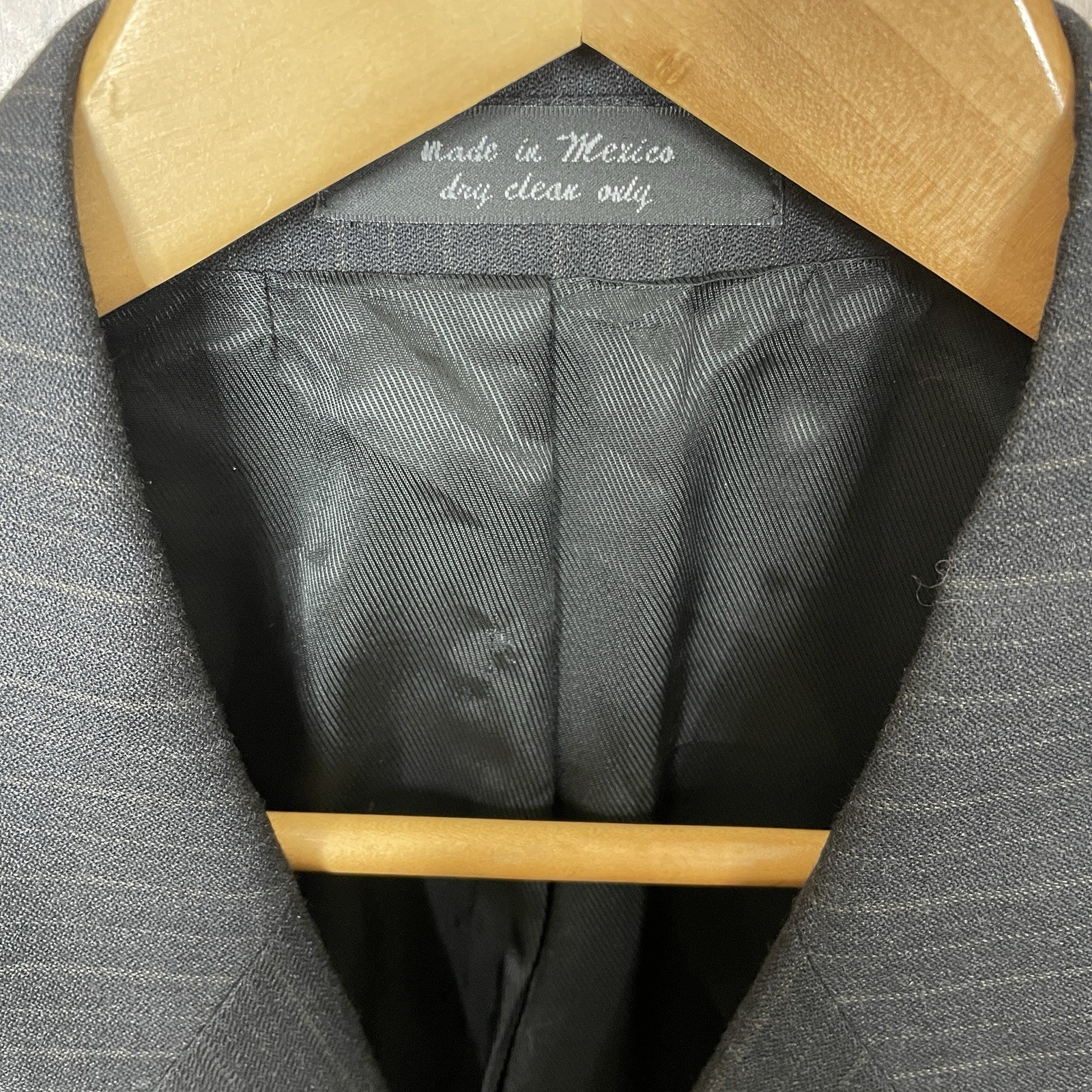 Andrew Fezza 2 Piece Suit Mens 46L 38×32 Brown Striped Wool Double Breasted Peak