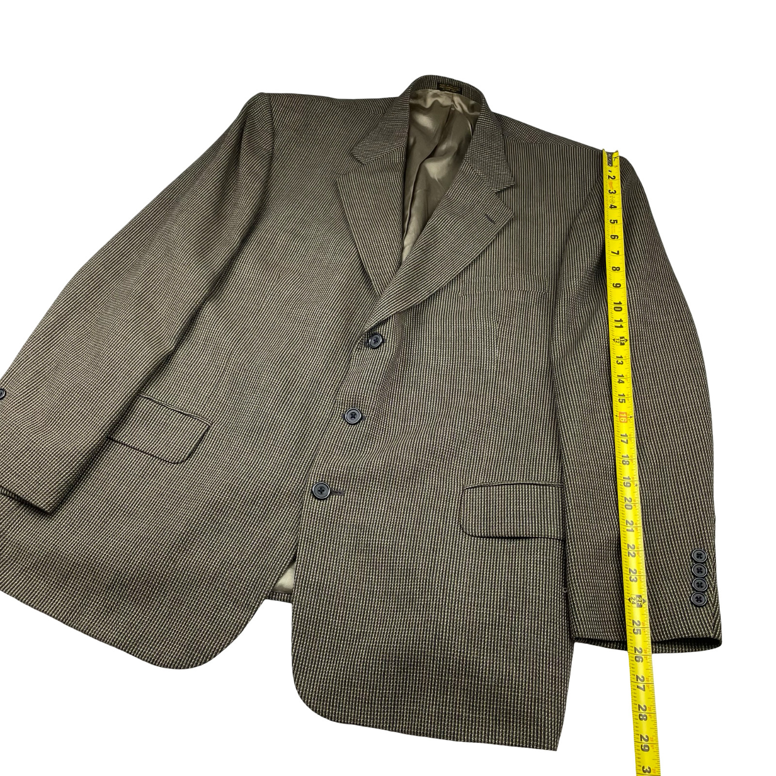 Oscar de la Renta Men’s 100% Wool 3-Button Blazer Jacket Beige/Brown/Navy • 48R