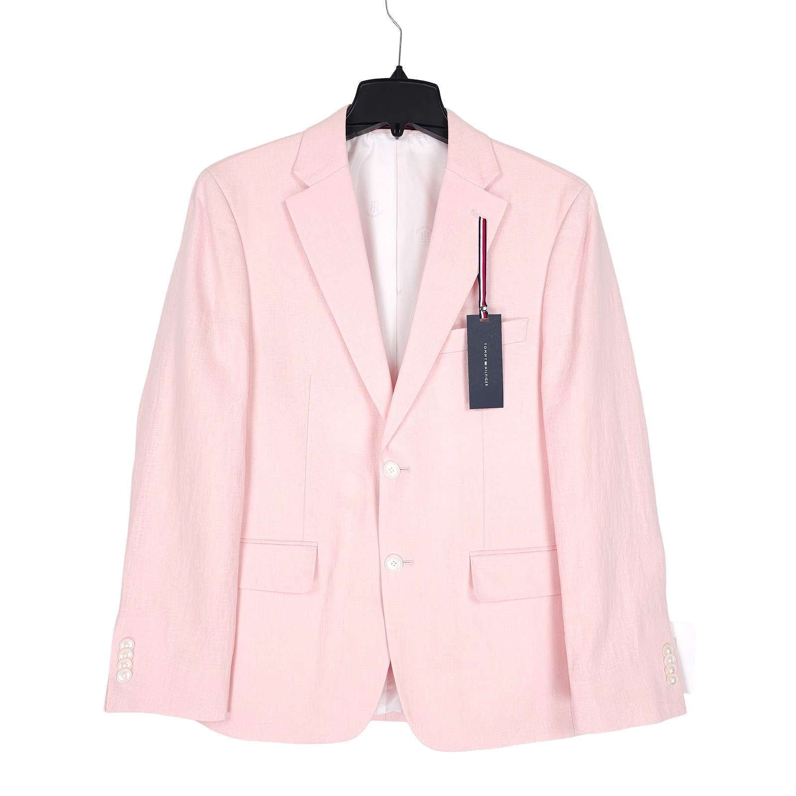 Tommy Hilfiger Mens Modern Fit Linen Sport Coat Blazer 38S Light Pink Solid NWT