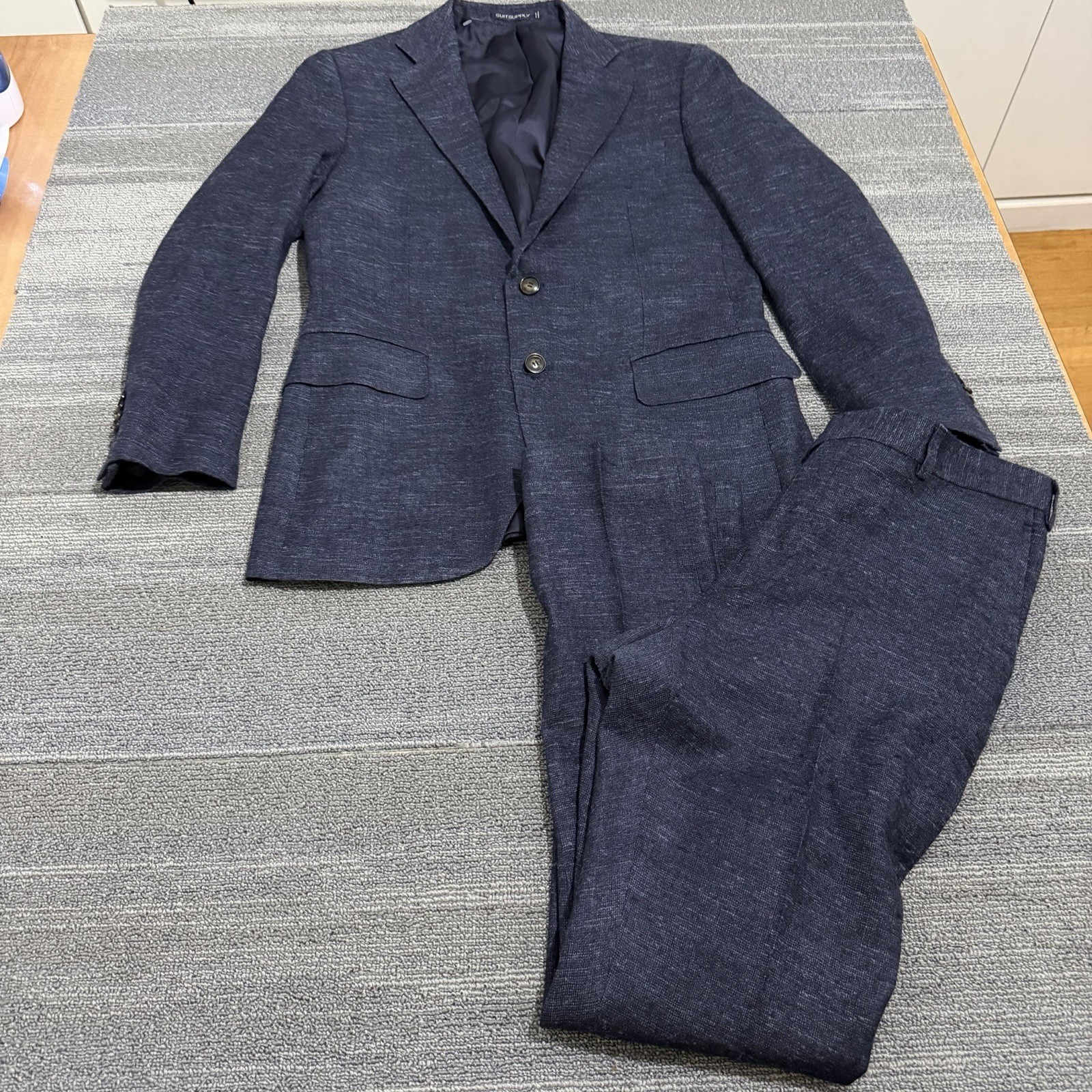Suitsupply Suit Mens 40R Blue E.Thomas Wool Silk Linen 2 Piece Sport Coat 33×29