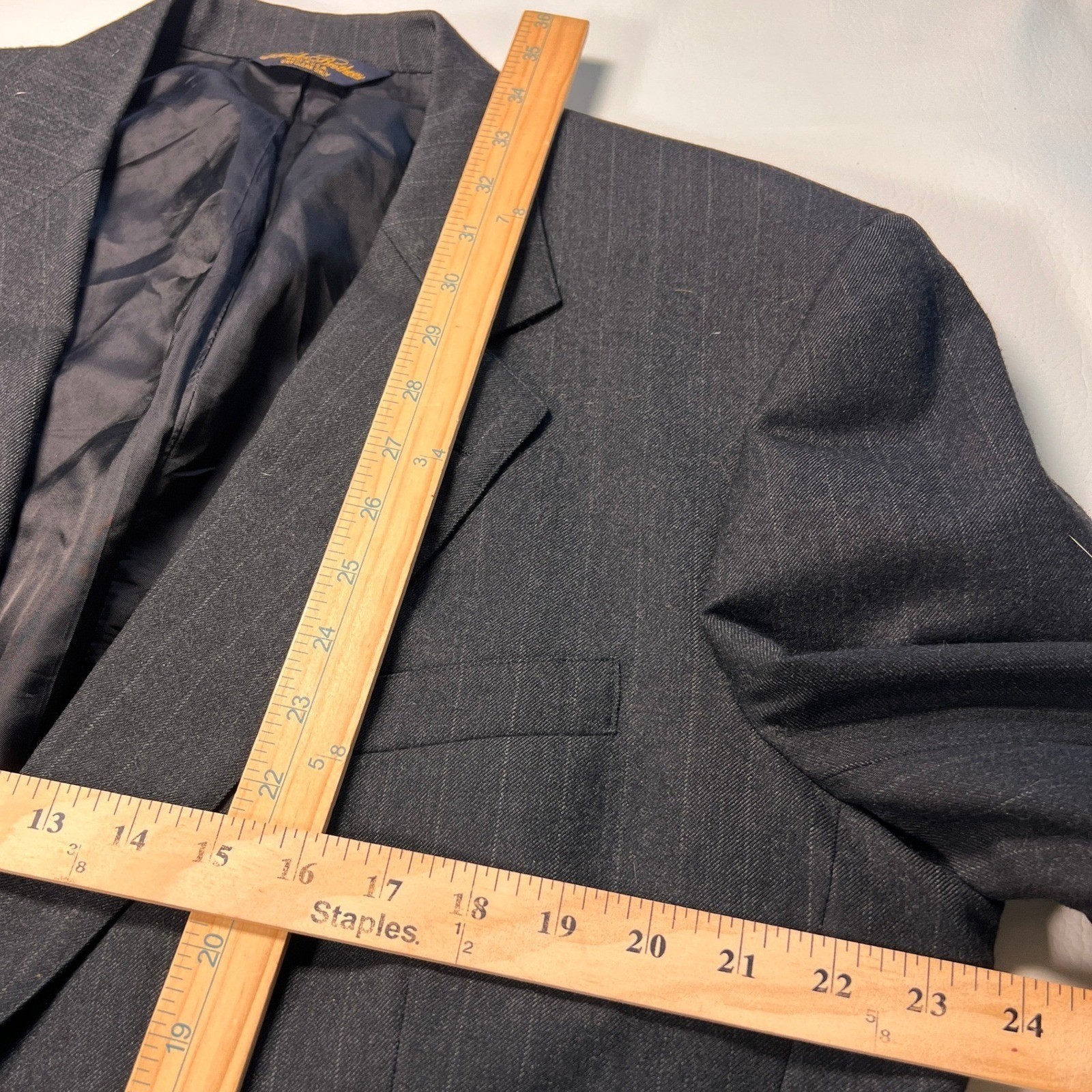 Brooks Brothers Suit Mens 46L Charcoal Pinstripe Brooksease Makers Wool USA 2pc