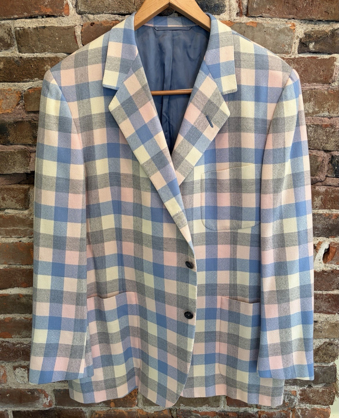 Oxxford Mens Pastel Plaid Onwentsia Sport Coat Maus & Hoffman Size 46T Excellent