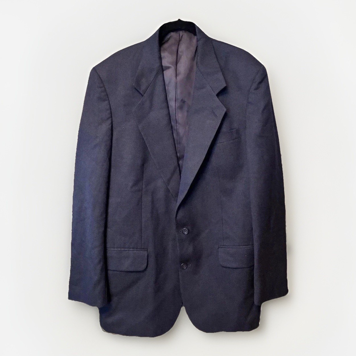 Oscar De La Renta Navy Blue Two-Button Wool Blazer Sport Coat | Made in Colombia