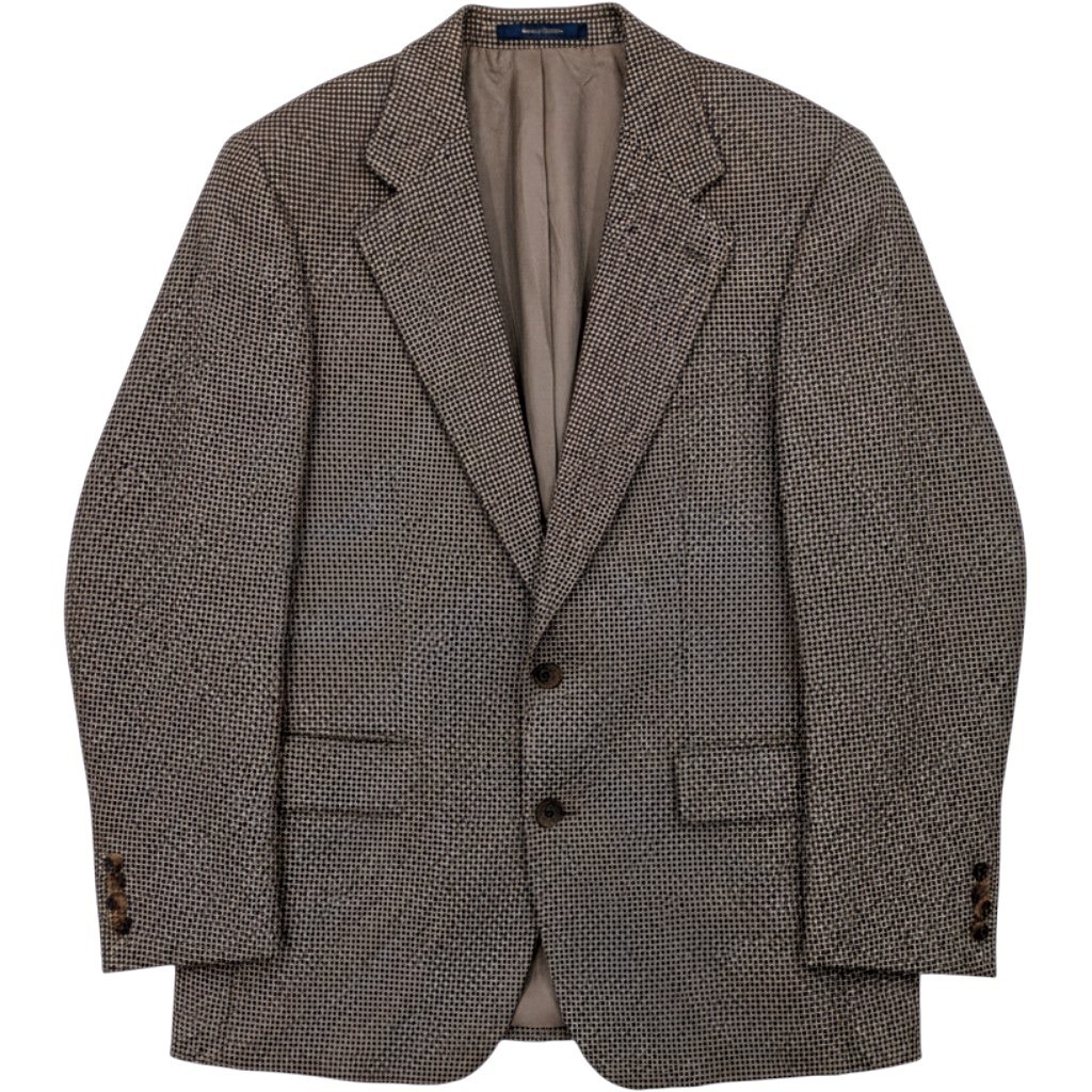 Ralph Lauren Polo University Club Blazer Mens 40 Brown Houndstooth Silk Wool