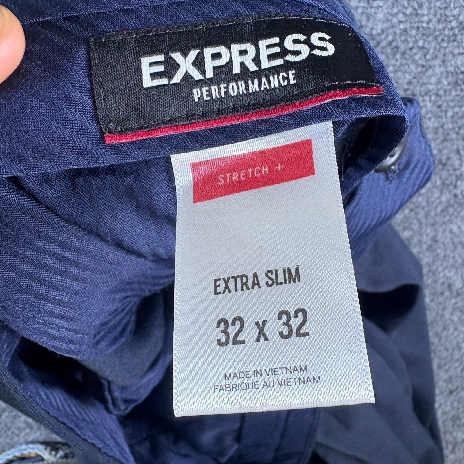 Express Performance Extra Slim Navy Blue Suit Set 38R/32×32 Two Button Stretch
