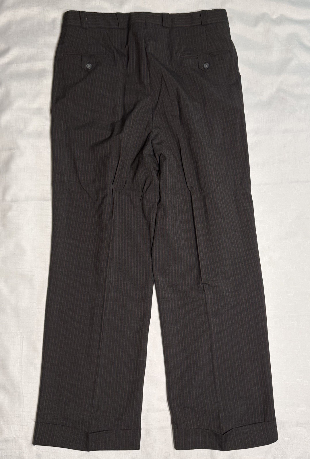 Men 42 XL Executive Collection 3 PIECE SUIT Charcoal Red PINSTRIPE 34/30 Pleated