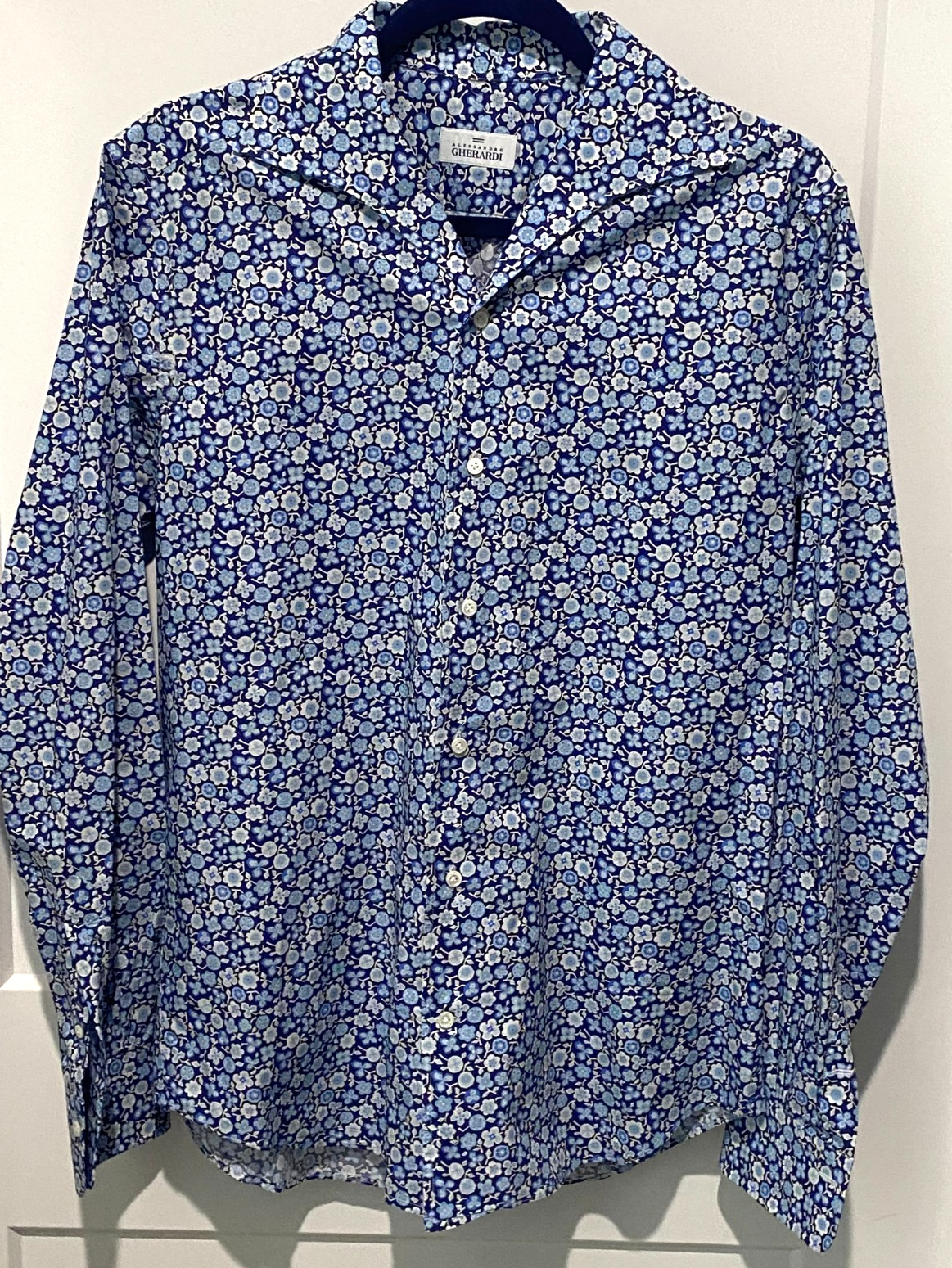 Alessandro Gherardi ITALY (Men’s 40–15-3/4) Blue/White Button Down Shirt