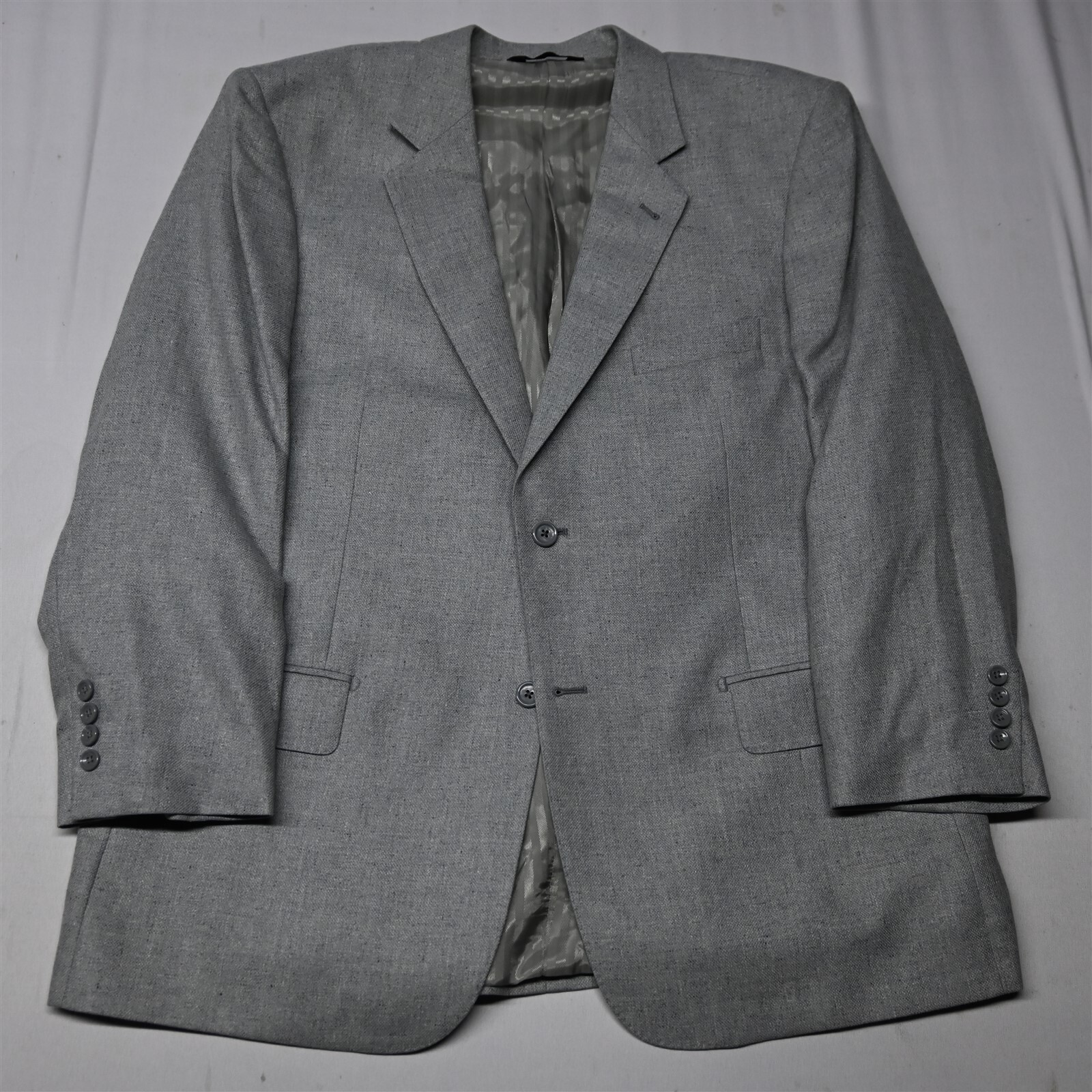 Baroni 46R Gray Heather Birdseye Silk Wool Mens Blazer Suit Jacket Sport Coat