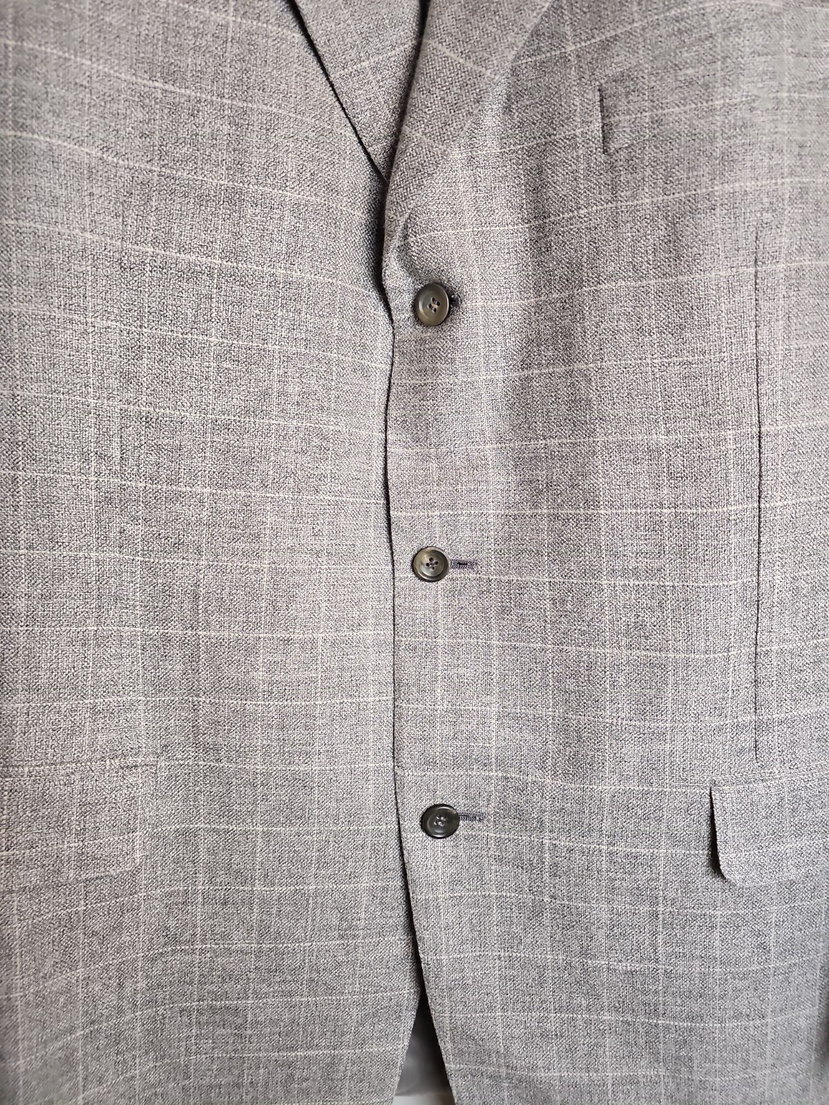 Canali Blazer Wool Silk Linen Sport Coat Jacket Windowpane Gray Mens Size US 48L