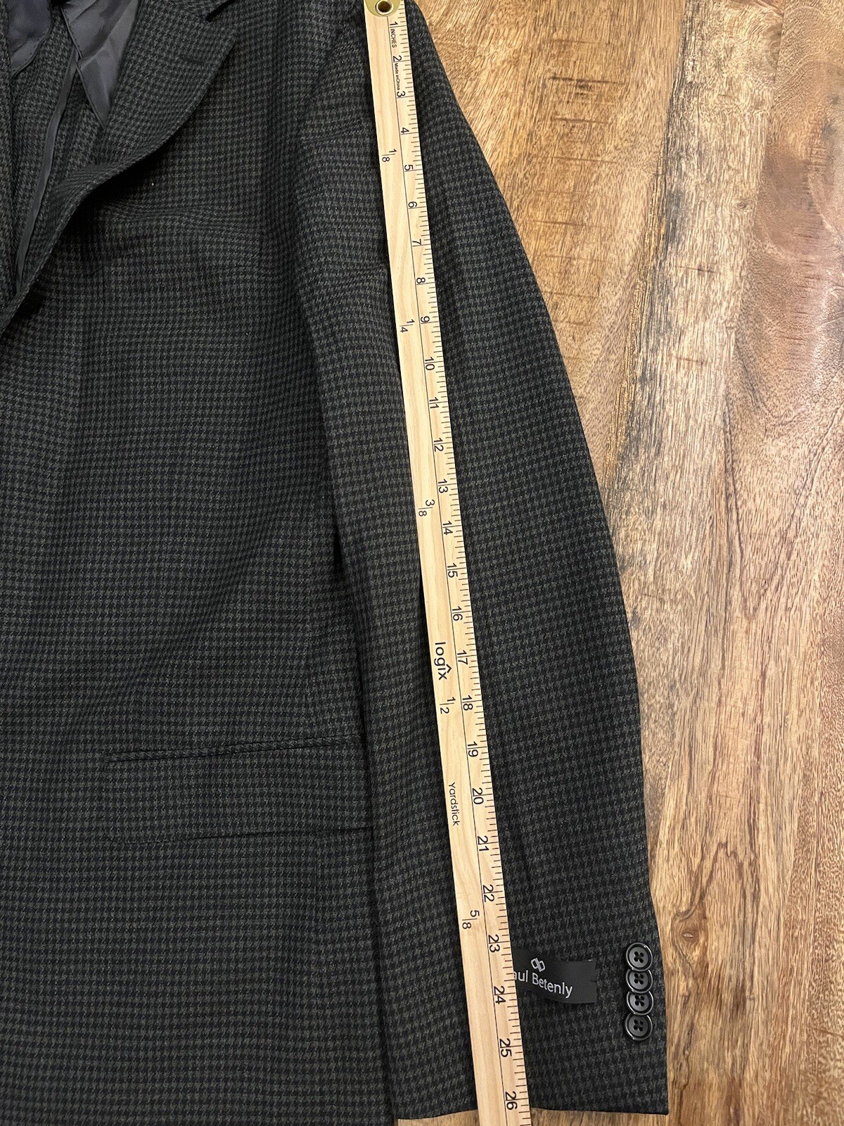 NWT Paul Betenly 44L Kevin Sport Coat Navy Olive Plaid Filarte Wool Stretch