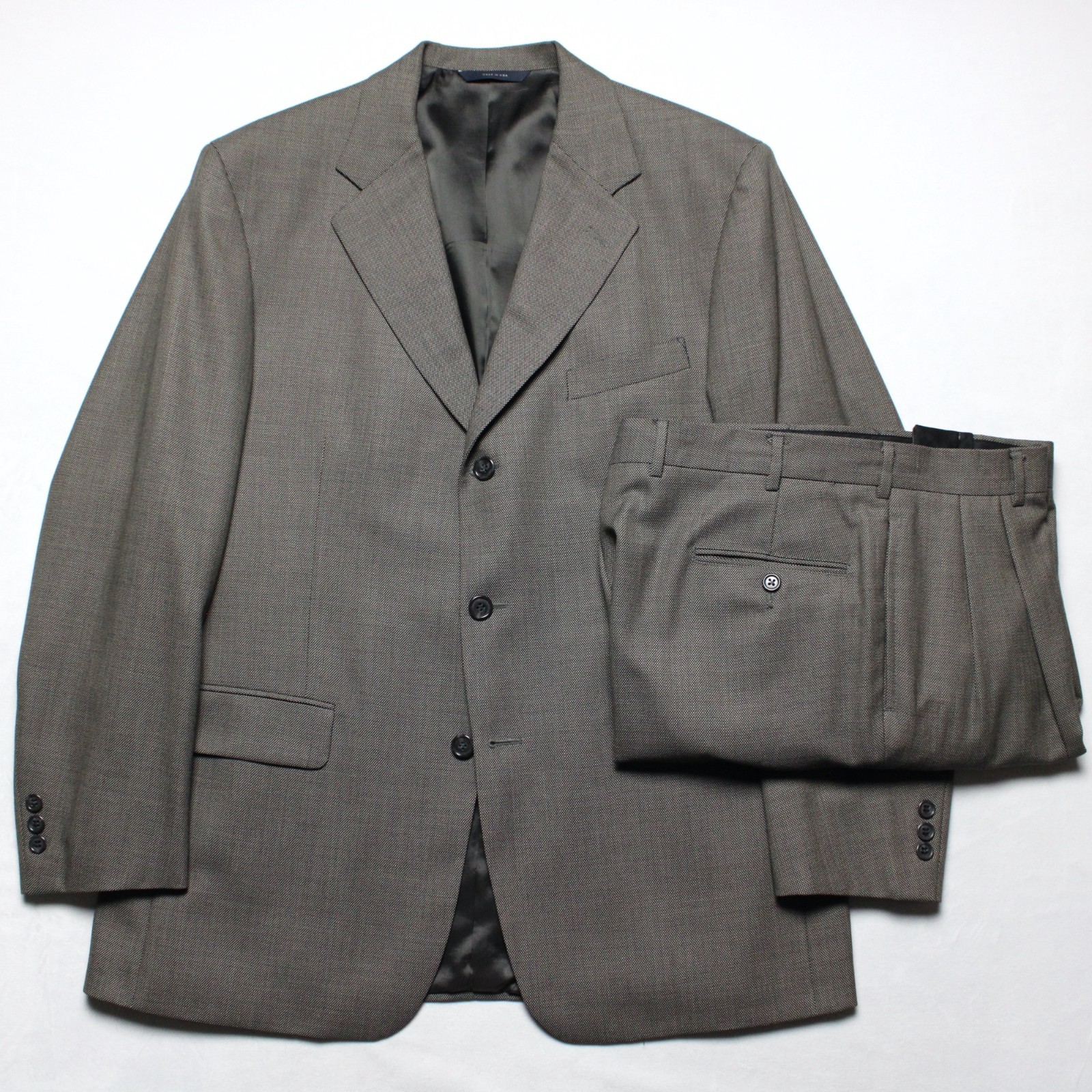 Brooks Brothers Made In USA English Cut Classic Gray Birdseye Wool Suit 43R