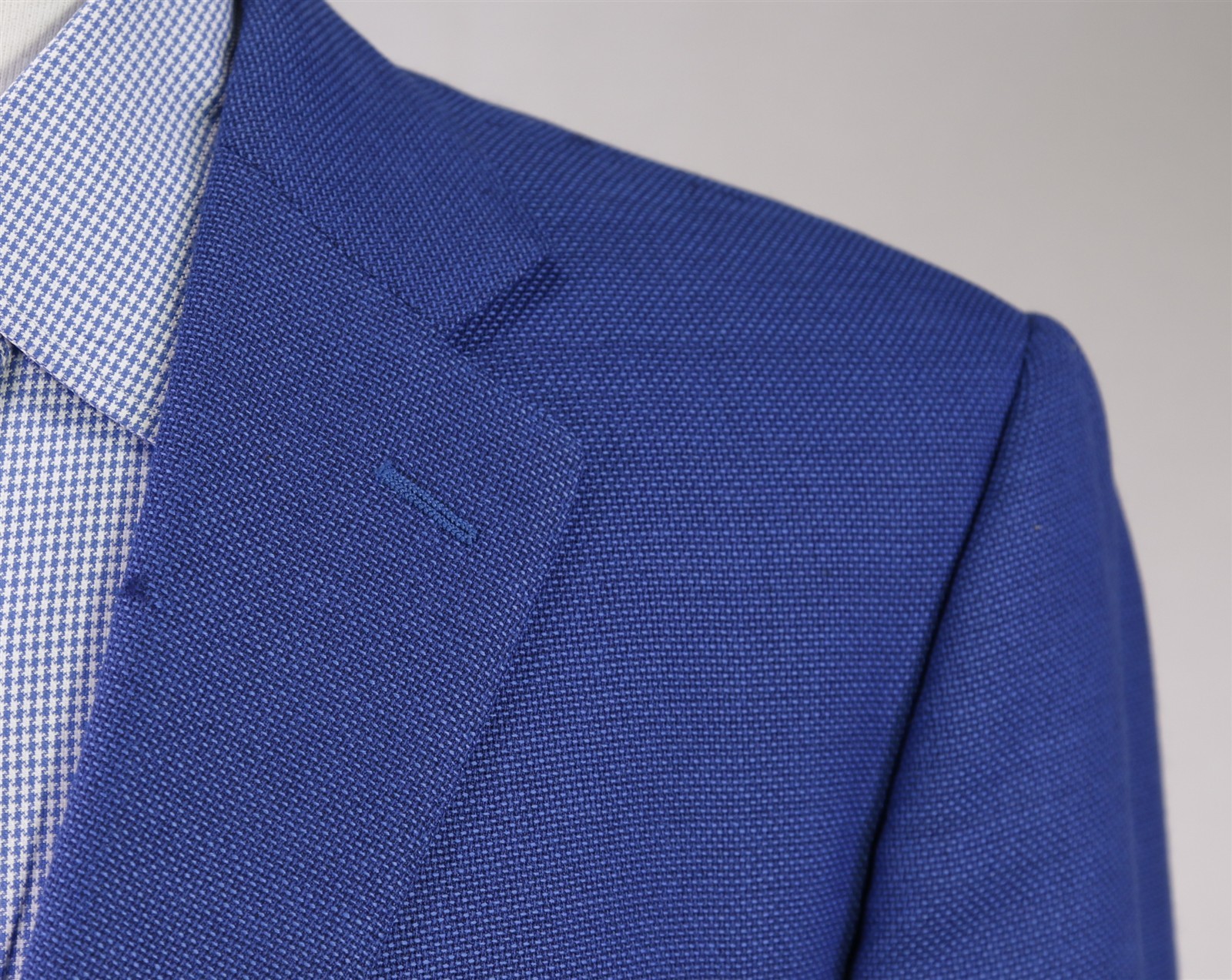 J. Hilburn Royal Blue Knit Woven Vitale Barberis Wool 2-Btn Blazer Jacket 44R