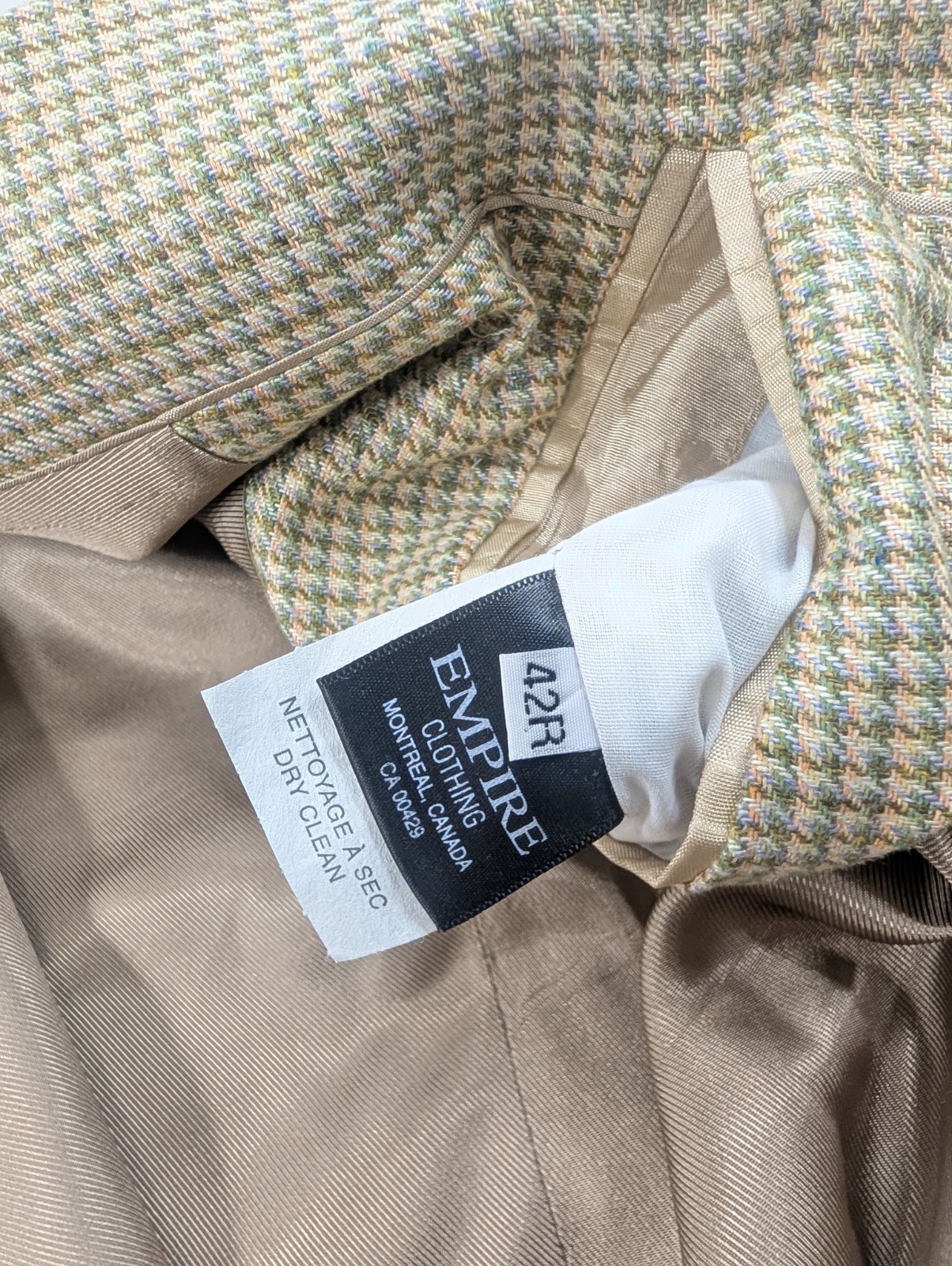 Samuelsohn Steven Giles Blazer Mens 42R Silk Ivory Green Suit Jacket Sport Coat