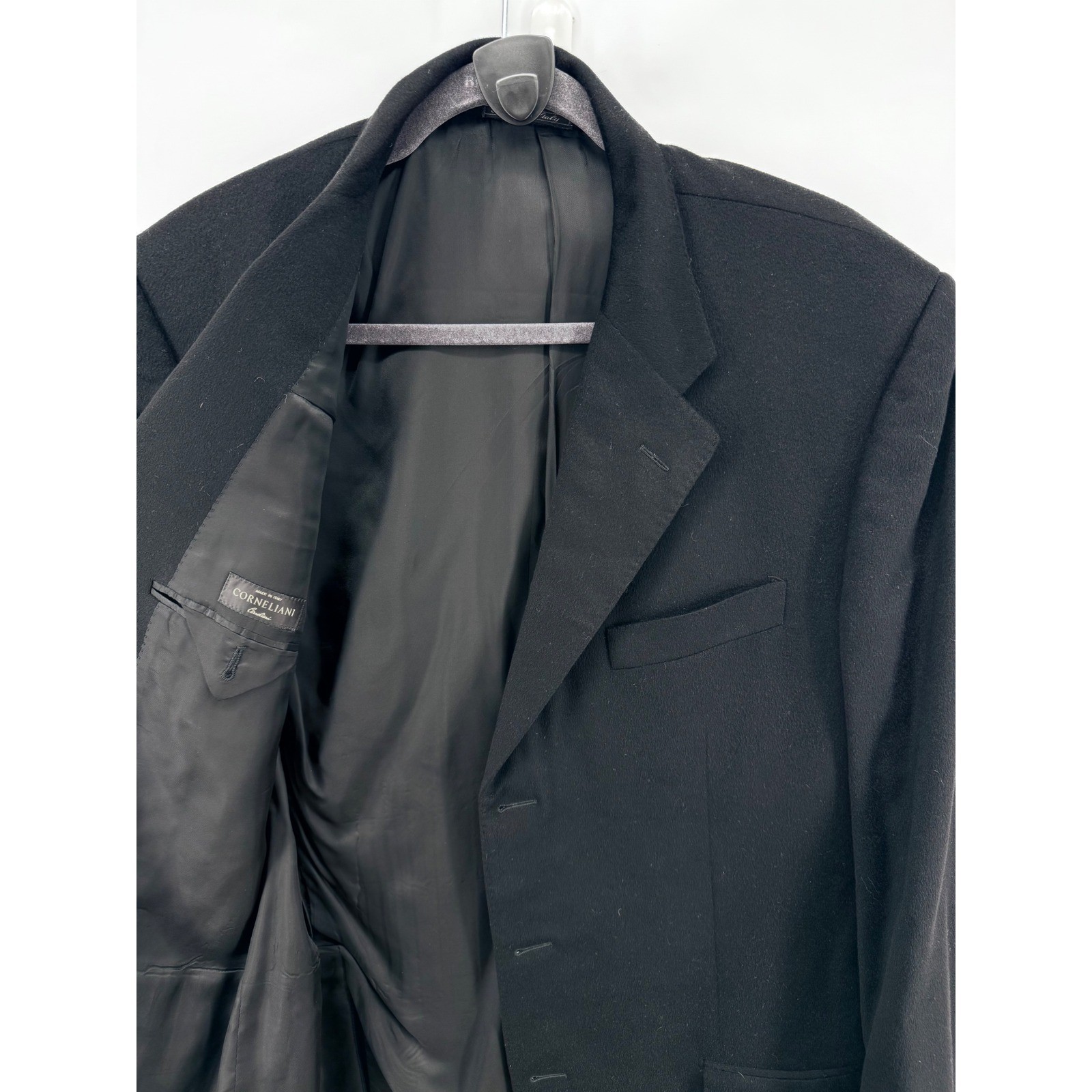 Corneliani Pure Cashmere Blazer Jacket Men Size US 42L Black EURO 54 Made Italy