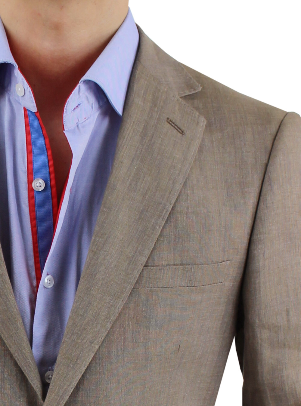 DTI BB Signature Italian Mens 2 Button Linen Suit Modern Fit Jacket Plain