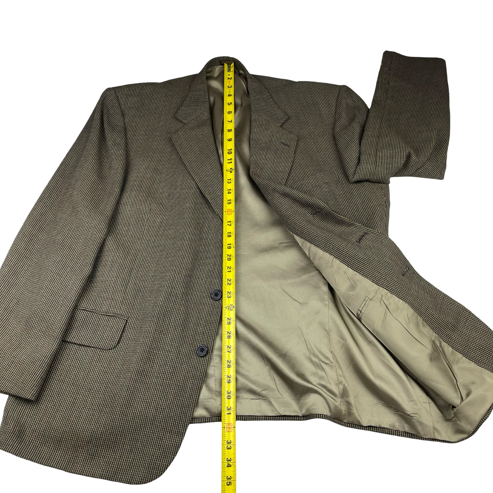 Oscar de la Renta Men’s 100% Wool 3-Button Blazer Jacket Beige/Brown/Navy • 48R