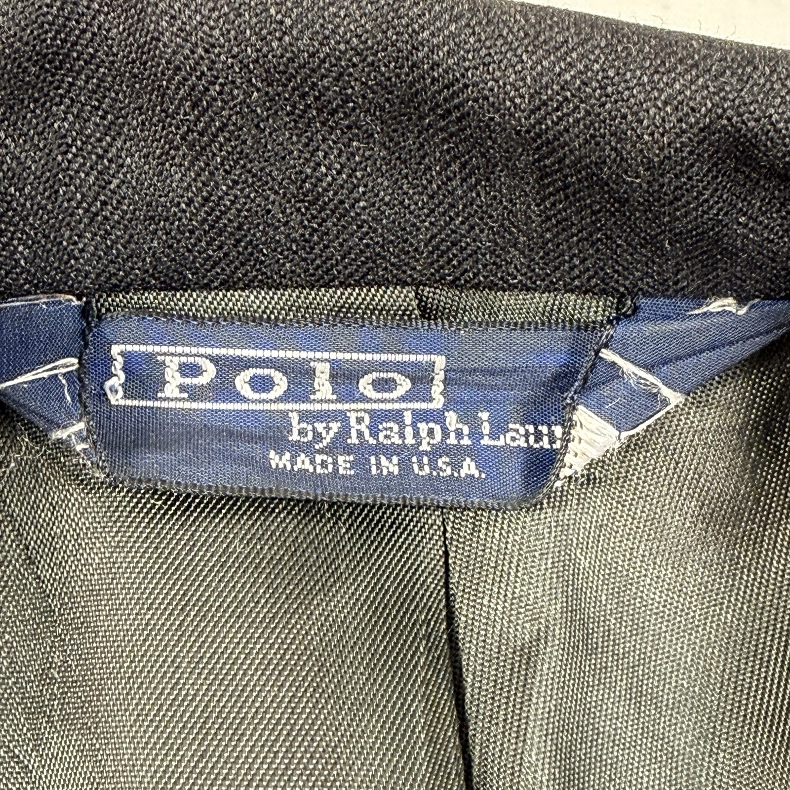 Vintage Polo Ralph Lauren Blazer 46L USA Union Made Wool Herringbone Suit Jacket
