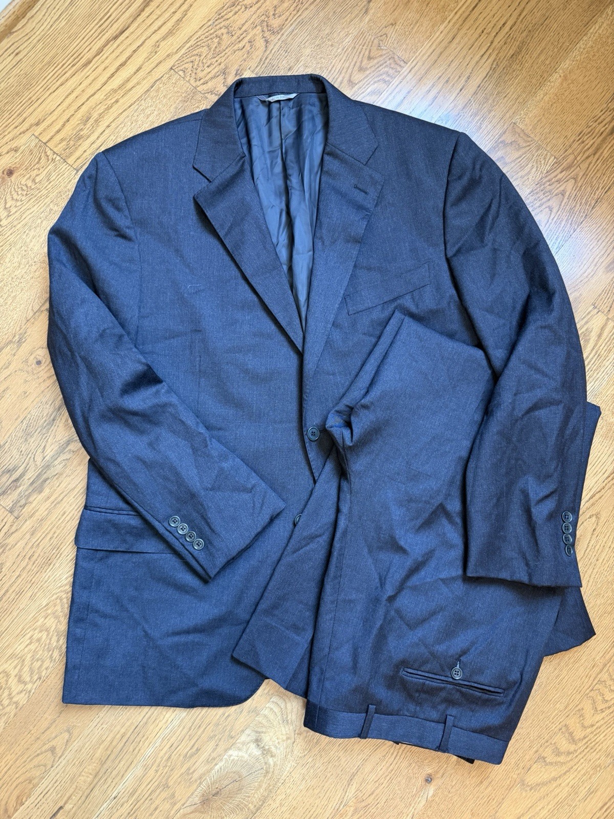 Canali 1934 Dark Gray 100% Wool Suit Made In Italy Size 46R Pants 40×30